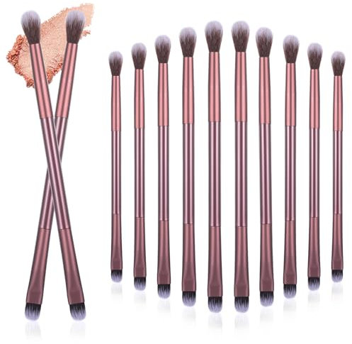 12 Stücke Augen Make-up Pinsel Set, Doppelkopf Schminkpinsel Augen Pinsel Goldene Augenpinsel Concealer-Makeup-Pinsel Set für Lidschattenverblendung,Concealer Highlighter Loses Puder