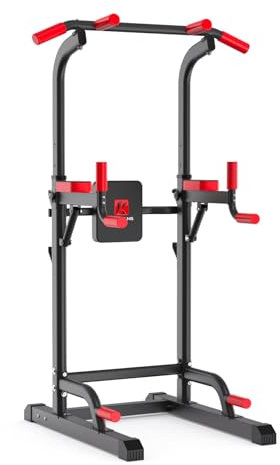 Power Tower Dip Station, Pull Up Bar Station & Multi-Function Gym Equipment For Home Strength Training Adujustable Height Up to 85.5,Load 400LBS