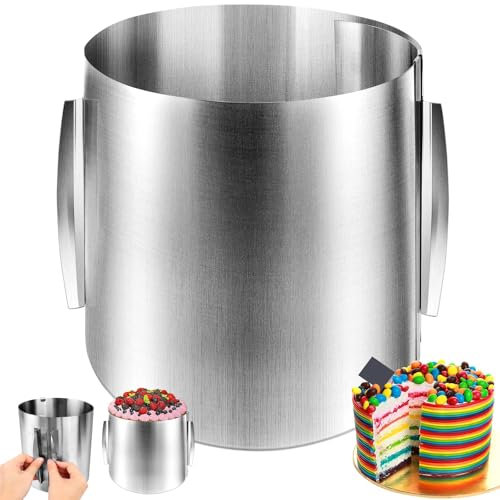 EAEVKPI Anello per Torte, Altezza, Diametro 16-30 cm, Inossidabile Anello per Torte Estensibile per Torte Mousse Torte Dessert Pasticceria Torta Fragola (20CM)