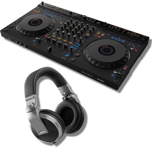 AlphaTheta DDJ-GRV6 - Controlador de DJ de 4 canales con circuito de ranura y auriculares profesionales Pioneer HDJ-X5 (plateado)
