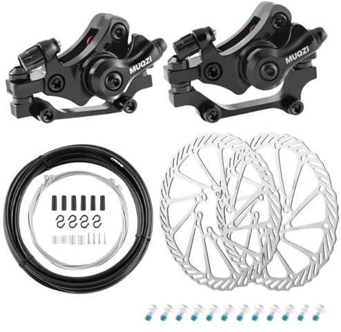 Trkimal Bicycle Disc Brake Kit Front Rear Caliper Brake Disc Set 180mm Rotor, Brake Cables, Brake lever Cable Kit for For Mountain Road Bike, Riding Bicycle(180mm Brake Sets)