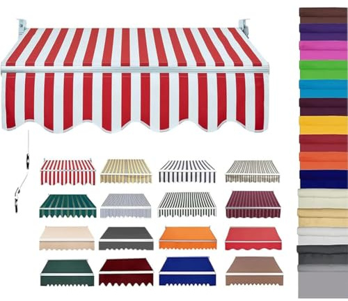 Retractable Patio Awning Fabric Replacement Waterproof Polyester Shade Cover Outdoor Sunshade Awning Cover Canopy Canvas for Yard Deck Balcony,without Frame,02,(10x8ft) 3x2.4m