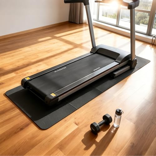 HEIYUET Vikbar golvskyddsmatta 183 x 61 cm, 4 mm tjock grå fitness underlag av TPE-material för sportutrustning, träningsutrustning, löpband, yogamatta