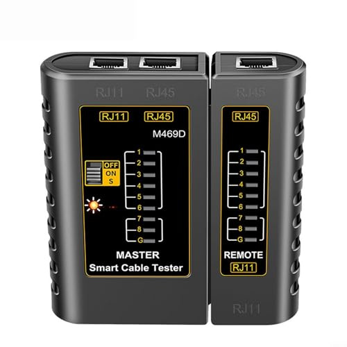 Network Cable Tester for RJ45 and RJ11 Lines, LAN Wire Continuity & Shielded Cable Detection, Portable Ethernet Tester with Smart LED Indicators(Black)