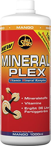 All Stars MINVIT Mango Getränkekonzentrat 1L I Sirup inkl. Vitamine & Mineralstoffe I Konzentrat für 40L Getränk I Sport Drink zuckerarm I Getränkesirup mit L-Carnitin