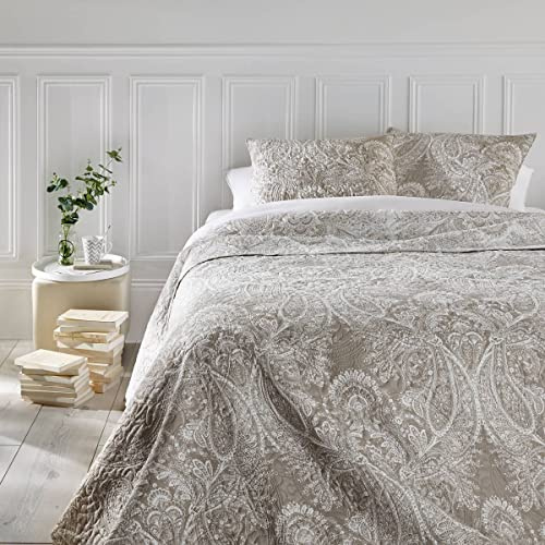 ATMOSPHERA CREATEUR D'INTERIEUR Ensemble Dessus de lit matelassé avec Ses 2 Housses de Coussin - Grande Taille - Coloris Beige