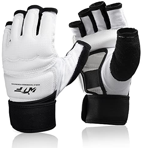 Punch Bag Training Gloves, LangRay Taekwondo Karate Gloves for Sparring Martial Arts Boxing Training for Adults and Kids,White L
