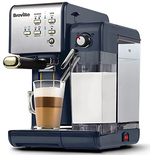 Breville One-Touch CoffeeHouse Coffee Machine | Espresso, Cappuccino and Latte Maker | 19 Bar Italian Pump | Automatic Milk Frother | ESE Pod Compatible | Navy [VCF145]