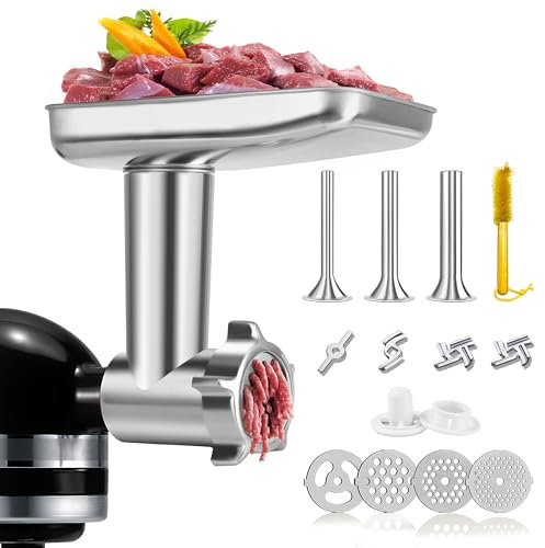 GLINK Edelstahl-Fleischwolf-Aufsatz für KitchenAid, Wurstfüller, Aufsatz für KitchenAid-Mixer, spülmaschinenfest
