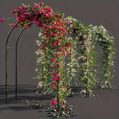 Metal Garden Arch 2.4M with Ground Stakes - 2 Pack Garden Arbour Arch Florence Trellis Plant Support for Roses Flowers - Climbing Plants Archway Indoor Outdoor Wedding Decoration