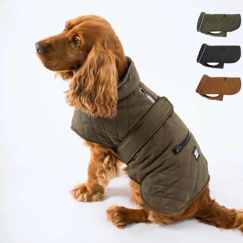 PAW WOW Fritz Hundemantel | Hundejacke mit Bauchschutz und Klettverschluss | Hundejacke Winter für kleine und mittelgroße Hunde (Olive, S)