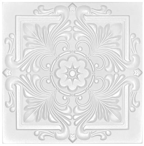 I K H E Malarka 3D Paneele, Polystyrol Paneele, Deckenpaneele, 3D Wandpaneele, Dekoren, Decken - Wandverkleidung, 3mm dick - 50x50cm / ‎‎4m² - 16 Stück (08110)