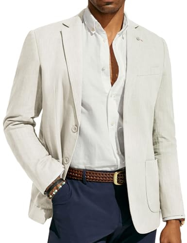 PJ PAUL JONES Chaqueta de vestir para hombre, de lino, moderna, informal, deportiva, corte regular, 2 botones, para negocios