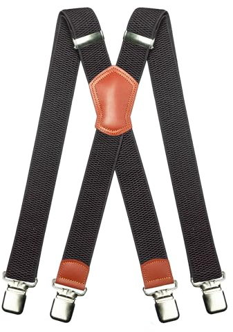 JEMYGINS Tirantes para hombre anchos de 3.8 cm con 4 fuertes clips de metal largos, talla única ajustable y elástico estilo X para hombres y mujeres, M