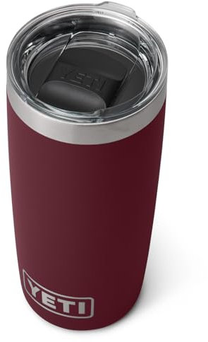 YETI Rambler 10 oz (295 ml) Tumbler with Removable Magslider Lid, Stainless Steel Vacuum Insulated Coffee Cup, Wild Vine Red