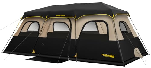 FanttikOutdoor Zeta C12 Pro Max Instant Cabin Tent 12 Person Camping Tent Setup in 90 Seconds with Rainfly & Windproof Portable with Carry Bag for Family Camping & Hiking, Upgraded Ventilation, Khaki