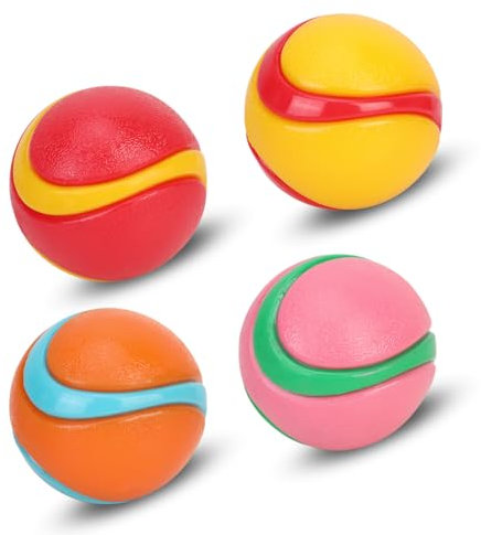 QKURT 4 Pièces Boule de Chien Grinçante, Jouets à Mâcher pour Animal, Balles pour Chiens Indestructible, Ball Jouet pour Chien en Caoutchouc, Haute élasticité, Flotte, Interactif Jouet à Lancer