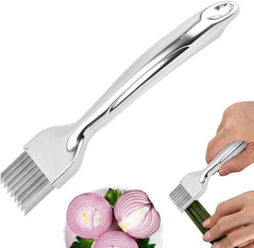Taglierina per scalogno in acciaio inossidabile, taglierina per aglio vegetale - Taglierina sicura per scalogno e aglio | Tritaverdure multiuso con copertura protettiva per la preparazione rapida di p