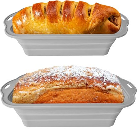 Hnonoxy Moldes de silicona para hornear, 2 piezas plegables moldes para tartas, moldes reutilizables para tartas, moldes de silicona para hornear, juego para hacer queso, pan, tartas