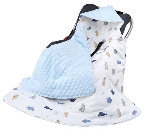 amo nenes Manta para Bebé 90 x 90 cm, Manta Saco Capazo Universal para Asiento de Coche Bebé, Cochecito, con Relleno, Adecuado para Otoño e Invierno