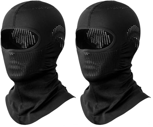 SEFIRST 2 Piezas Máscara de Pasamontañas Transpirable, Balaclava, Bufanda de Otoño Invierno para el Cuello, Protector UV, Sotocasco Moto para Motocicleta Snowboard Esquí Ciclismo Hombre Mujer, Negro