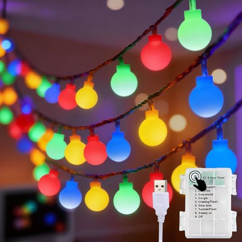 Uping Lucine Led Decorative a Batteria USB 100 LED Luci di Natale Esterno a Batteria Catena Luminosa Interno Natalizie con Pile (Colorate)