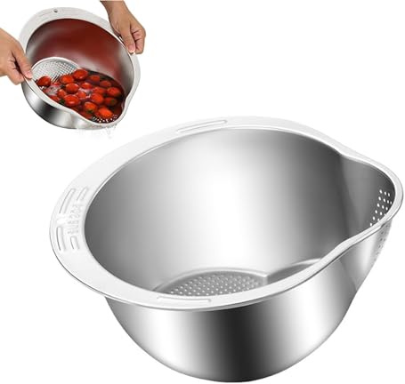 Escurridor de acero inoxidable con agujeros perforados Herramienta de cocina versátil para la preparación de alimentos y, inoxidable y duradero, perfecto para amas de casa, cocineros, industria