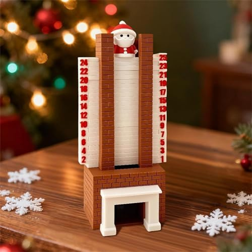 Skorsten julkalender, nedräkningskalender med 24 dagars nedräkning, varje dag du drar numret och jultomten glider ner i skorgen, perfekt som gåvor för pojkar, flickor (XUEZ-THC250928001)