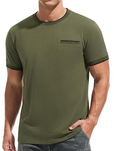 iClosam Camiseta Hombre Algodón Acanalada Cuello Redondo | Manga corta, corte regular, tejido cómodo y elástico, tallas S a 3XL