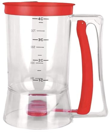 Dispensador de para tartas, 900 ml, de mano, para panqueques, magdalenas, separador de hornear a prueba de fugas con etiqueta de medición, ideal para control preciso de porciones, fácil de