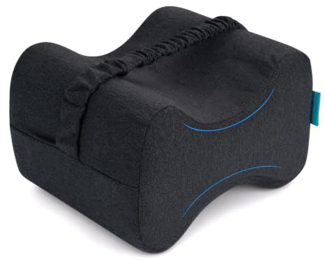 bonmedico Leg Support Cushion with Strap, Memory Foam Knee Pillow, Grey | Adjustable strap stays put all night. Premium memory foam contours for joint relief. Velour cover is machine washable.