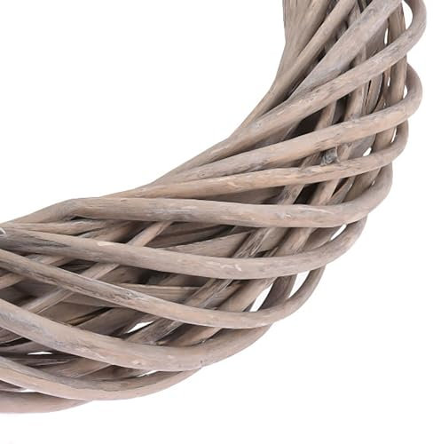 Deko Kubu Rattankranz Shabby grau - 45 cm - Weidenkranz zum Dekorieren - Türkranz Tischkranz Adventskranz Dekokranz Holzkranz geflochten