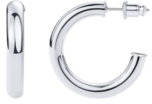 PAVOI Rhodium Plated Lightweight Chunky Open Hoops | Gold Hoop Earrings for Women | 30mm Thick Infinity Gold Hoops Women Earrings