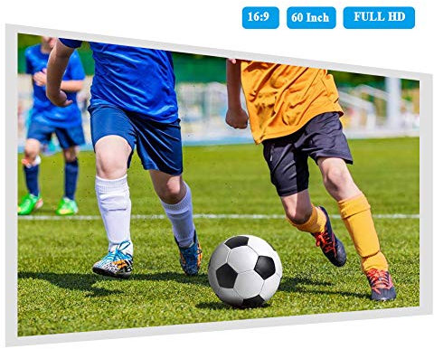 Tonysa 60-120 Pollici 16: 9 Schermo di proiezione Pieghevole Portatile Proiettore Home Cinema Tenda Schermo in Tessuto PVC Film per proiettore Home Theater Cortile Interno/Esterno(60 Pollici)