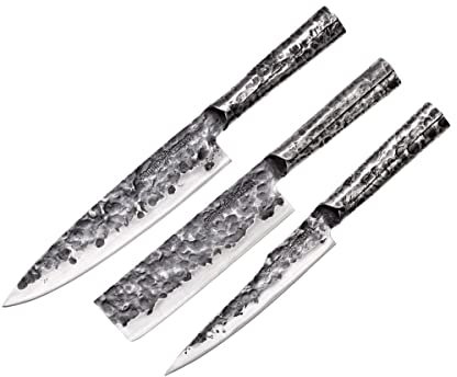 Samura Meteora 3 virtuvinių peilių rinkinys Universal 175mm nakiri 171mm chef's 209mm AUS-10 HRC 59