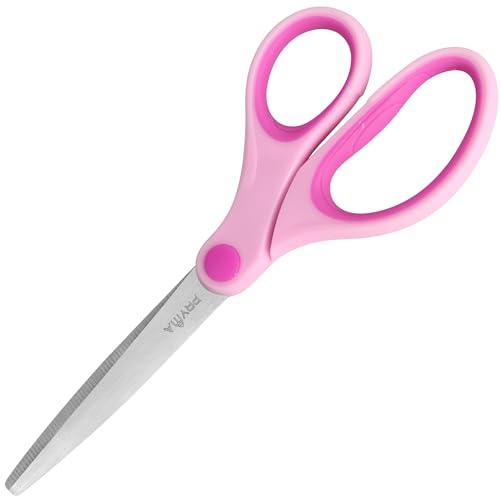 Pryma Forbici Punta Tonda 16 cm – Design Ergonomico per Scuola, Ufficio e Casa – Lame in Acciaio Inox, Manico Rosa Confortevole – Sicurezza e Precisione per Bambini e Adulti