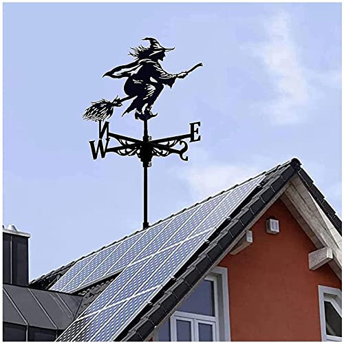 Wetterhexe Fuers Dach, Windanzeiger Dach, Hexe aus Gusseisen Herbst Deko, Wetterhahn Fuers Dach, für Halloween Garten Balkon Rasen Garten Dekoration