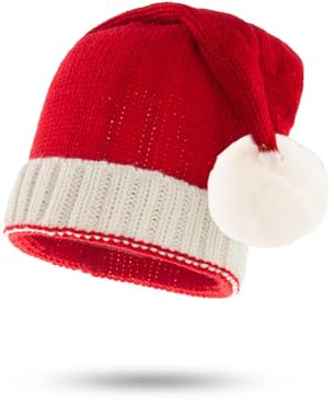 Balakaka 2025 Gorro de Papa Noel con Pompones, Navidad de Punto Cálido Rojo para Bebés Niño Adultos, Accesorios de Navidad para Regalos