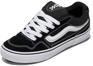 Vans Mens Size 8.5, Caldrone Sneaker Black & White Suede & Mesh Canvas Lace Up Shoes, Low Top Men's Trainers, Lightweight Sports Shoes Active Wear Range (8.5 UK)