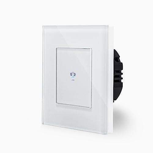 KRONE einfacher Touch Dimmer Lichtschalter Ein/Aus dimmbar 1-Fach im Glasrahmen in weiß 1-Weg Glas Berührungs Wandschalter zum dimmen einer Leuchte, Lampe Luxus-Time