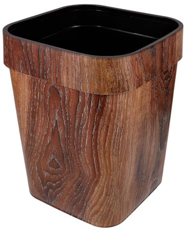Cabilock Holz-Mülleimer Simulationsholz Kleiner Mülleimer Papierkorb Recycling-Behälter Für Schlafzimmer Badezimmer Küche Büro 14 L