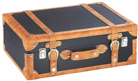 Kobolo Dekokoffer Koffer Vintage Retro - MDF mit Kunstlederüberzug - braun - Metallschließen