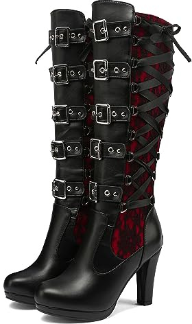 Yolimok Botas Altas Mujer con Cordones hasta la Rodilla con Suela Antideslizante Elegante y Práctica Botas Militares Altas Plataforma con Córdon para Mujer Botas Altas Plataforma para Mujer