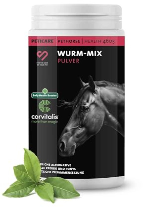 Peticare desparasitante en Polvo para Caballos | secundario a la desparasitación y la infestación del Gusano | para Caballos y Ponis | Ingredientes a Base de Hierbas, ajenjo | petHorse Health 4605