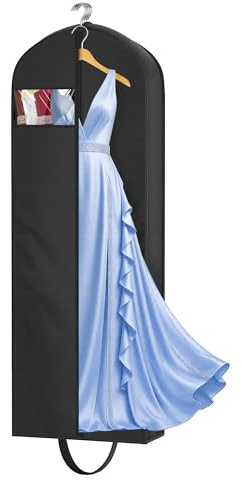 MISSLO 65 Long Dress Cover Bag for Travel and Wardrobe Storage Water Resistant Hanging Garment Bag Full Length Men Women Suit Carrier Protector for Gowns, Coats, Clothes, Black