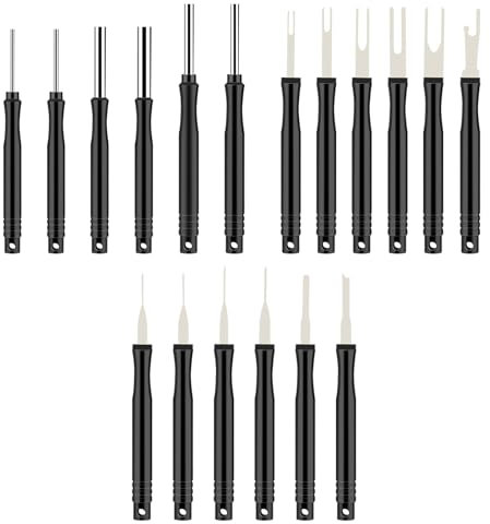 Grevosea Terminal Removal Tool Kit for Car, 18 Pieces Electrical Pin Removal Tool Kit Electrical Wire Connector Pin Release Extractor Tool Set for Most Connector Terminal Household Devices Black