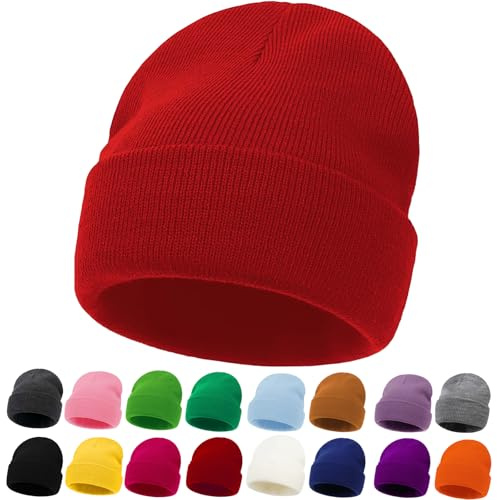 ZOORON Kids Beanie Boys Girls Beanies Children Winter Hats Children Knit Warm Caps Kids Soft Beanie Cap Red
