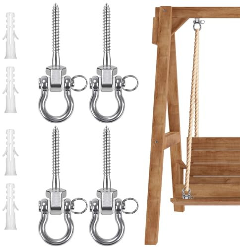 gexuamz Deckenhaken Schwerlast Schaukelhaken, 2Pc Schaukel Halterung für Balkone, Terrassen, Turnhallen, SpielpläTze, Drehhaken, Innen/AußEn Holzbalken Betondecke HäNgend,Edelstahl,13cm, 600kg