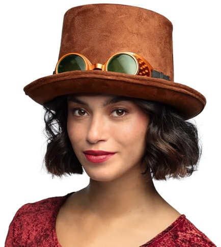 Boland 54577 - Sombrero Steampunk con gafas, tocado para adultos, festival, carnaval, fiesta de disfraces