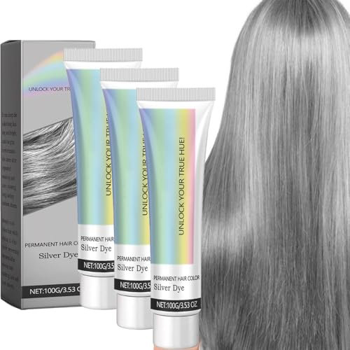 Tinte Para Cabello Plateado Con Extracto De Esencia 2 En 1, 100 G De Tinte Para Cabello Plateado Metálico, Tinte Para Cabello Plateado Para Cabello Oscuro (3pcs)